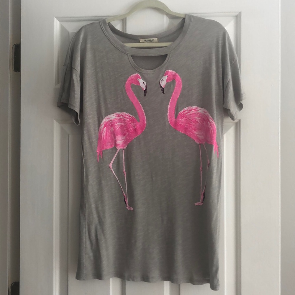 Promesa top with flamingos